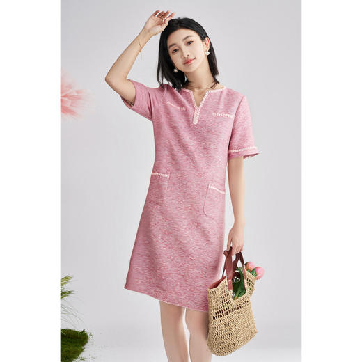 米思阳2025夏季轻薄新款轻奢小香风连衣裙H版显瘦减龄百搭连衣裙0858 商品图1