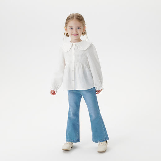 马克珍妮女童柔软轻弹牛仔微喇裤2025年秋装新款551530 商品图2