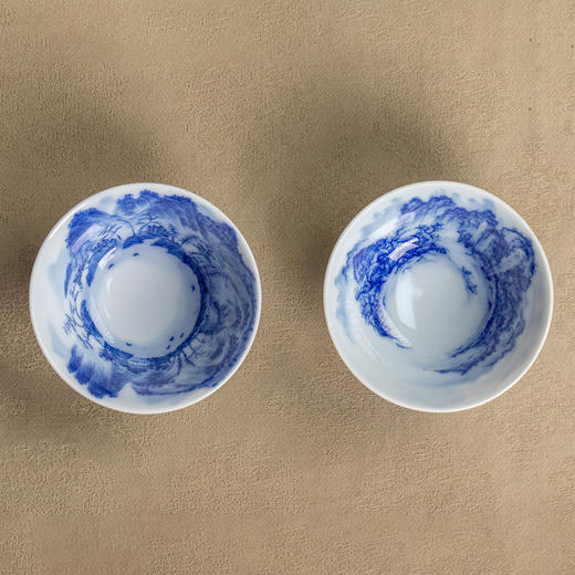 一儒堂青花墨彩山水小对杯 商品图3