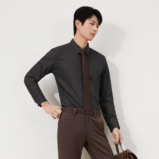 【无缝/免烫/石墨烯蓄热】柒牌抗菌易打理长袖衬衫男商务通勤衬衣129A70420 商品图1