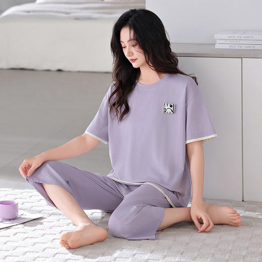 莫代尔睡衣女士短袖七分裤套装夏季凉爽时尚休闲学生可外穿家居服   JL-HYM4751/HYM4752/HYM4753/HYM4754/HYM4755 商品图1