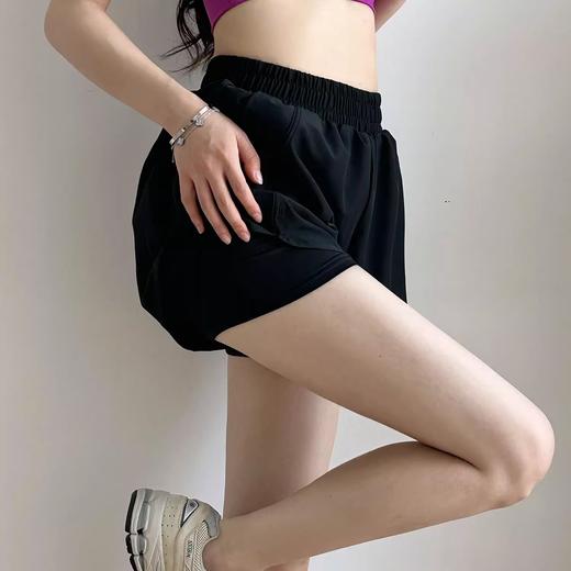 跃牌【安琪拉系列】新款夏季运动短裤女带口袋宽松双层防走光薄款假两件短裤DK-5003 商品图3