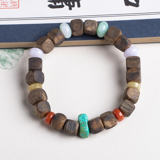 xy0455沉香+翡翠绿松石手串 商品图3