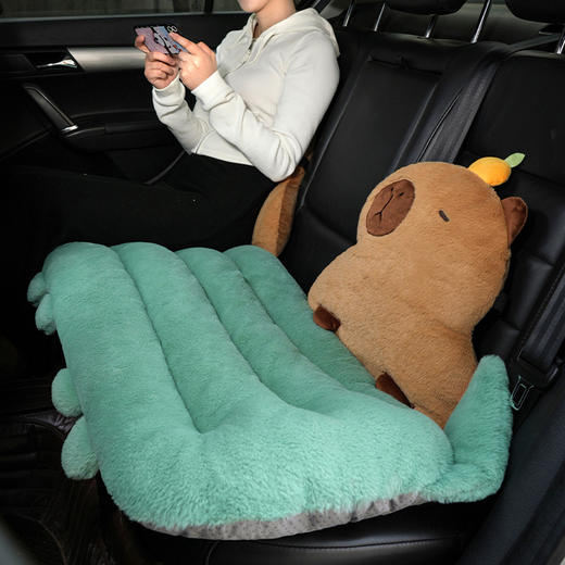 自然醒兔毛绒趣味水豚多功能汽车坐垫腰靠一体四季通用后排长条防滑单片屁垫QYL 商品图8