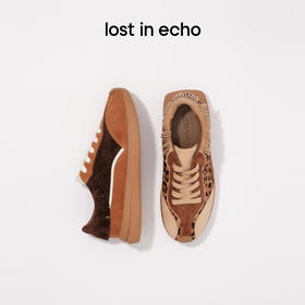 lost in echo2025秋冬新款时髦流苏装饰真皮豹纹厚底休闲阿甘鞋女