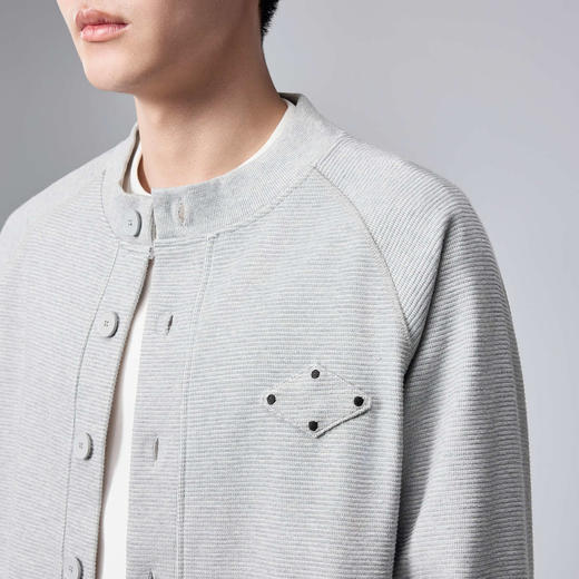 墨麦客男装复合横纹肌理男士夹克2024春秋新款宽松休闲外套男潮流 商品图2