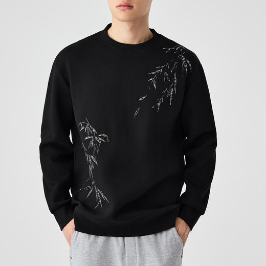 墨麦客男装新中式刺绣圆领卫衣男士2025春季新款长袖上衣外套男。 商品图1