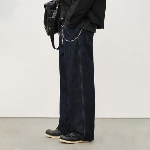 714street经典美式纯棉原色牛仔裤男2025秋季新款微宽松直筒长裤 商品图0