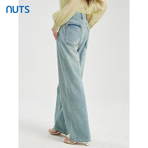 NUTS商场同款夏季复古气质宽松直筒百搭水洗牛仔长裤422112282 商品图4