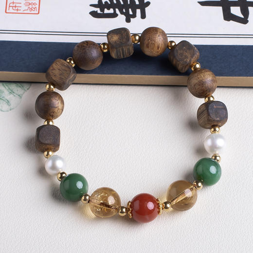 xy0454沉香+发晶珍珠多宝手串 商品图3