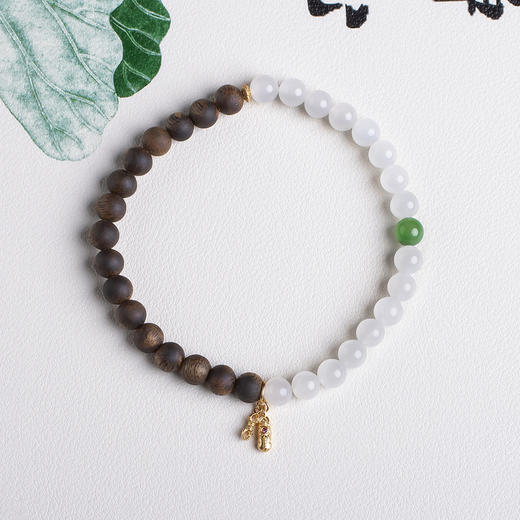 xy0451沉香+和田玉半山半水手串 商品图1