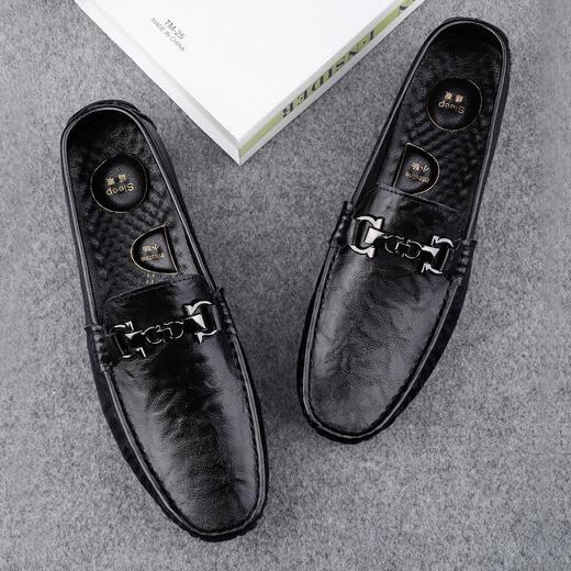 【马鞍扣一脚蹬开车鞋】豆豆鞋2025夏季男牛皮轻奢休闲皮鞋一脚蹬懒人驾车鞋男软底乐福鞋 商品图2