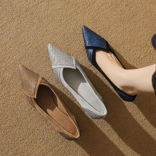 【预售5天】法式时尚尖头，拼色浅口低跟单鞋ZF&25153 商品图4