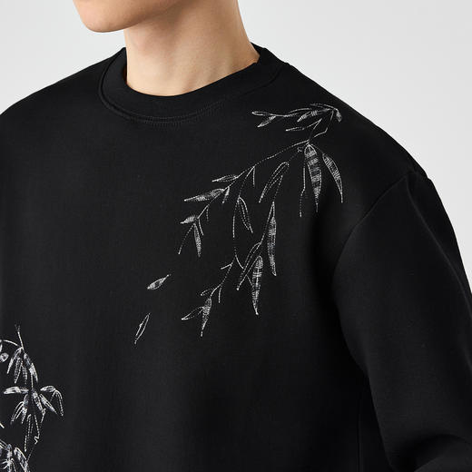 墨麦客男装新中式刺绣圆领卫衣男士2025春季新款长袖上衣外套男。 商品图2