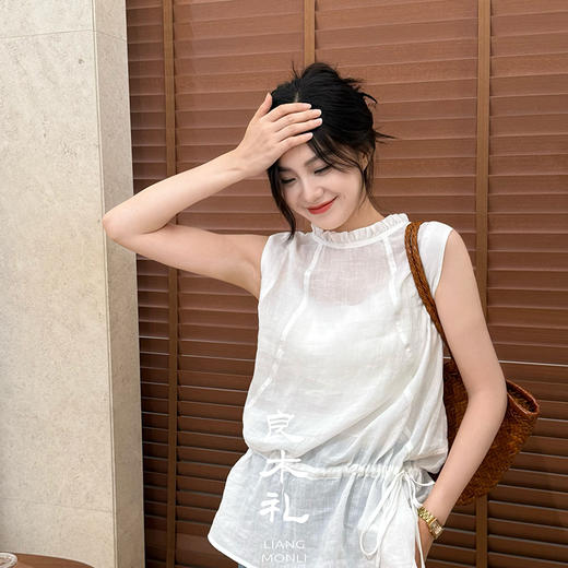 【不退不换】良木礼抽绳苎麻背心（66866） 商品图1