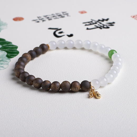 xy0451沉香+和田玉半山半水手串 商品图2