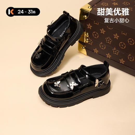 卡特兔女童公主鞋2025秋季新品黑色皮鞋女童演出鞋女孩洋气礼服鞋 商品图1