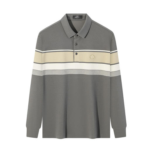 【条纹POLO衫/不变形领】柒牌polo衫男长袖秋新款商务百搭翻领T恤129T70500 商品图4