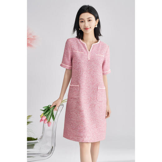 米思阳2025夏季轻薄新款轻奢小香风连衣裙H版显瘦减龄百搭连衣裙0858 商品图2