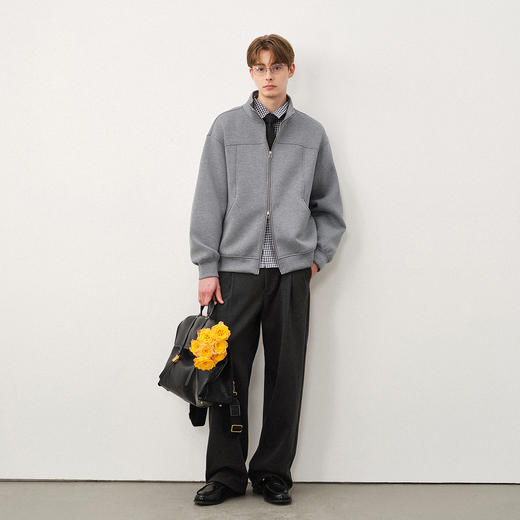 714street美式短廓版型拼接卫衣男2025秋冬新款宽松立领夹克外套 商品图2