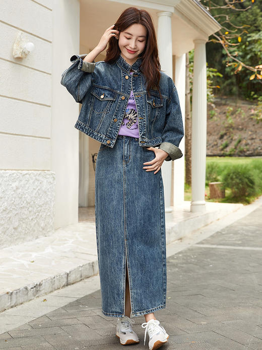 复古做旧牛仔外套女 短款立领刺绣 宽松 bf 风 2025 新款上衣 商品图1