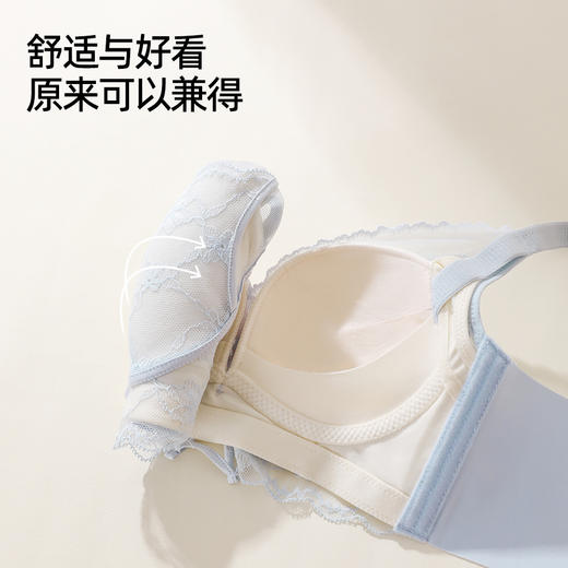 【商场同款】熳洁儿 小胸聚拢文胸法式蕾丝薄杯云感棉AB通杯25201540 商品图4