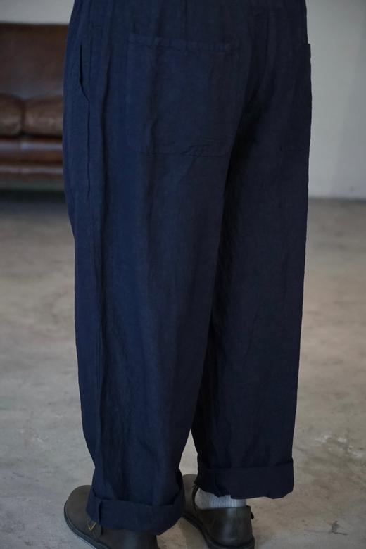 Manuelle Guibal 深蓝麻质阔腿裤 商品图5