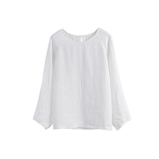 绽放旅行女装418朵/复活款·2019年提花条纹亚麻圆领蝙蝠袖T恤女 商品图4