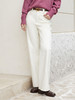 韩系温柔风高腰直筒白色牛仔裤 宽松显瘦拖地长裤 商品缩略图0