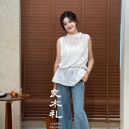 【不退不换】良木礼抽绳苎麻背心（66866） 商品图2