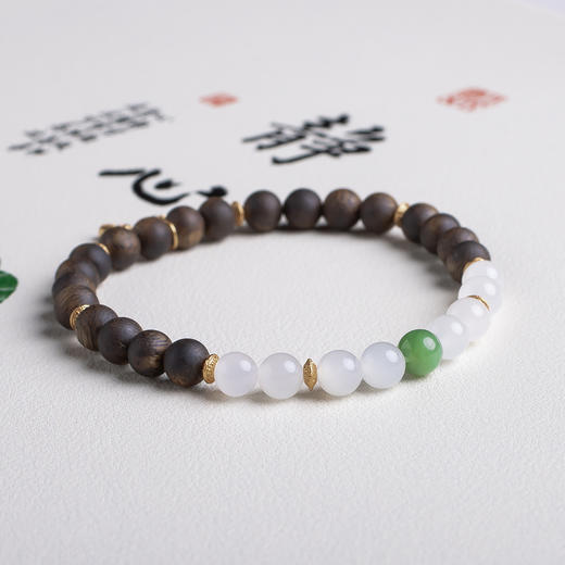 xy0450沉香+和田玉国风手串 商品图3