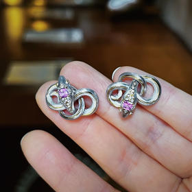 BY EVITA系列 18K镶钻石和粉色蓝宝石 耳钉