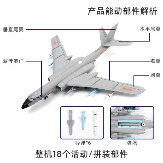 中航工业官方正品-长春航展、九三阅兵纪念品 特尔博-1:72轰6k轰炸机模型H-6K战略轰炸机轰六飞机战斗机合金仿真摆件 商品图2