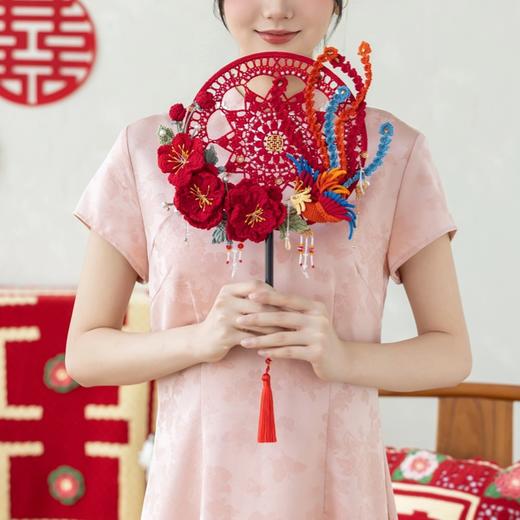 苏苏姐家凤穿牡丹婚礼团扇手工diy编织蕾丝线钩针自制扇子材料包 商品图2