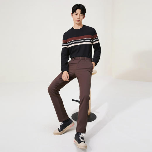 【含羊毛/莱赛尔】柒牌男士休闲裤2025秋冬保暖通勤商务直筒长裤129H70890 商品图4