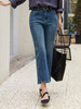 复古蓝微喇牛仔裤女 2025 新款高腰显瘦 不规则裤脚九分裤 商品缩略图0