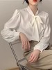 【新品推荐】吉妮品牌-034仿真丝缎面顺滑系蝴蝶结长袖小衫-喜出 商品缩略图1