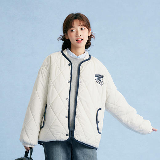 笛莎Deesha青少年女童外套2025秋季女童绗棉棒球领外套 商品图1