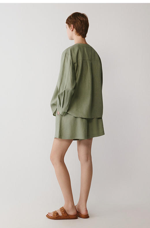 【高品质私服】【IC蟹壳青亚麻平纹衬衫+平纹短裤】简约设计突出面料与剪裁，尽显休闲随性，独特纹理，质朴格调G1481/G1476-CC【无标出货 介意慎拍】 商品图3