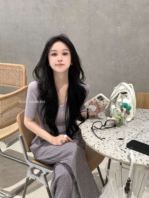 Read Nameless/冰凉纱线中袖蓝灰T 2025/7/17 商品图14