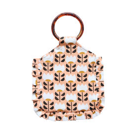 HUJI祤集荷叶边圆环柄手提包插画小小郁金香