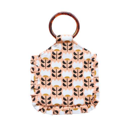 HUJI祤集荷叶边圆环柄手提包插画小小郁金香 商品图0