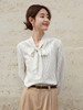优雅气质款白色条纹蝴蝶结衬衫女 长袖通勤百搭上衣 商品缩略图0