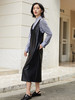 职场休闲皆适配！黑色皮面吊带裙 内搭条纹衫 优雅又干练 商品缩略图0