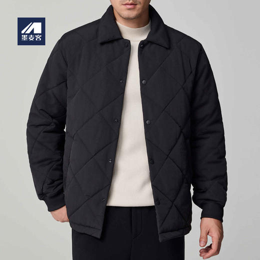 墨麦客男装新雪丽保暖翻领棉服男士2024冬季菱形格绗缝加厚外套男 商品图1