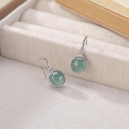 【一世温柔】S925纯银圆形花纹蓝水翡翠耳饰【CW-EG02284】 商品图1