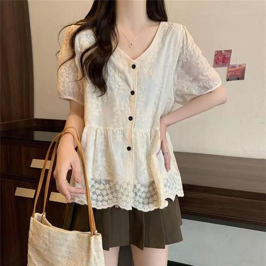 【新品推荐】TT重工工艺刺绣花朵宽松短袖小衫-喜出 商品图4
