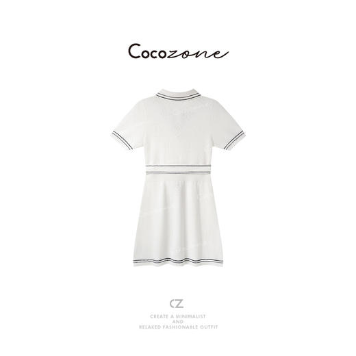 COCO ZONE 刘一一 POLO领条纹挑孔提花时髦感连衣裙 CD1A1170 商品图1