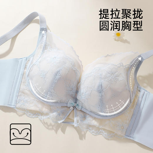 【商场同款】熳洁儿 小胸聚拢文胸法式蕾丝薄杯云感棉AB通杯25201540 商品图3
