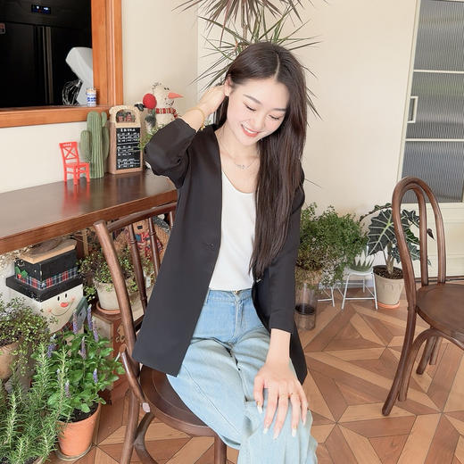 火桐hooton 重磅25姆米乔缎V领真丝西装774048 商品图4